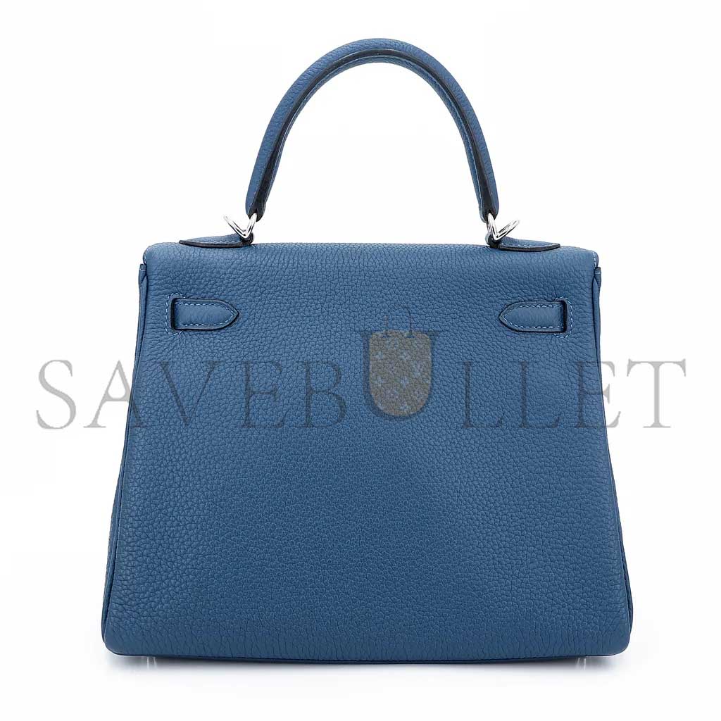 HERMÈS MASTER KELLY 25 DARK BLUE TOGO CALFSKIN SILVER BUCKLE (25*17*7cm) 